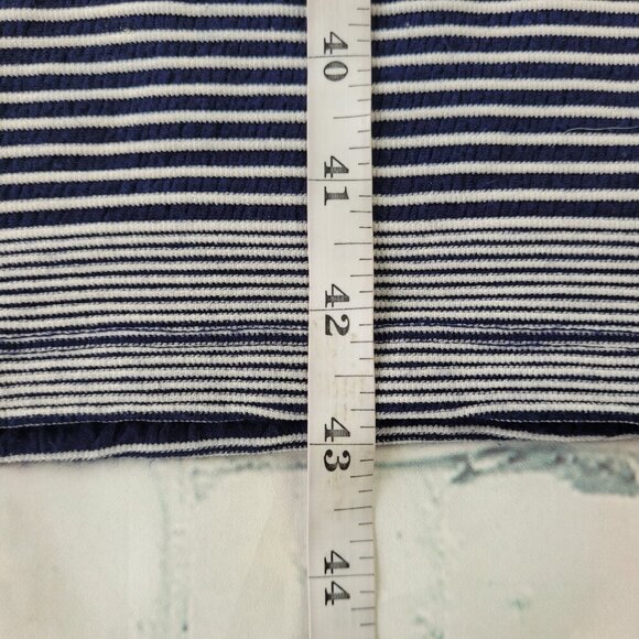 Anthropologie Maeve Edisto Column Dress midi navy white stripes knit texture L - Picture 6 of 11